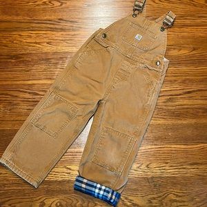 Toddler carhartt flannel lined overalls 4T